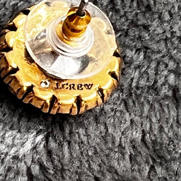 J Crew Rhinestone Earrings in Pouch Large Bling Gold Tone - Picture 7 of 7